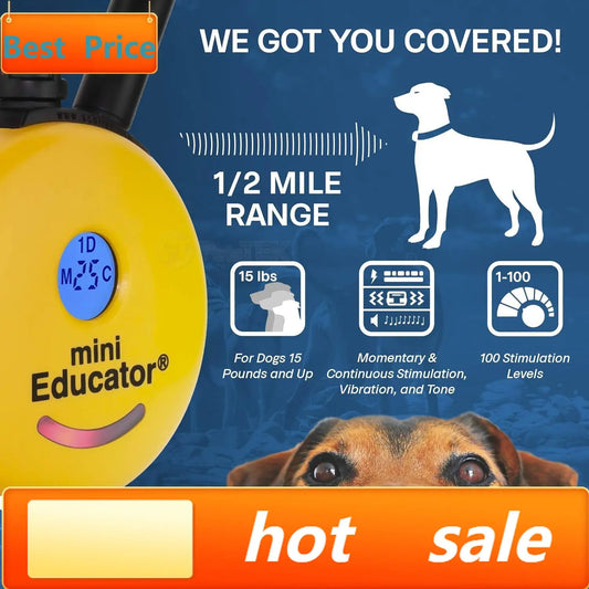 hot-sellingET-300 Mini E Collar for Dog Training with Remote - 1/2 Mile Range, Waterproof, 100 Blunt Stimulation Levels