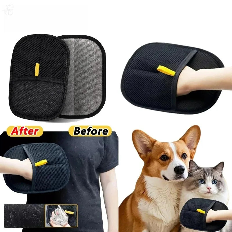 Portable Washable Pet Hair Removal Glove Fur Remover For Cat Dog Clothes Sofa Bed Shedding Cleaning Grooming Accessory