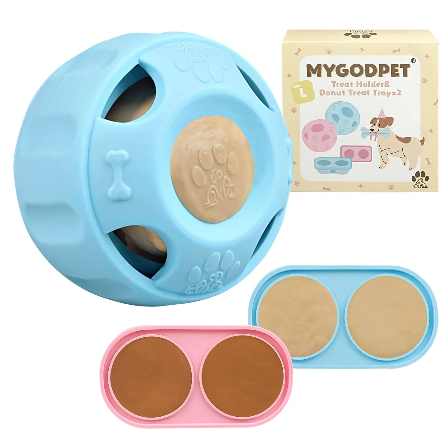 Party Popsicle and Treat Tray, Silicone Long-Lasting Interactive Dog Toys, Frozen Treat Dispensing, Keep Your Pup Busy, Compatible with Woof Pupsicle Chicken Refill Pops, for Dogs 24-70 lbs
