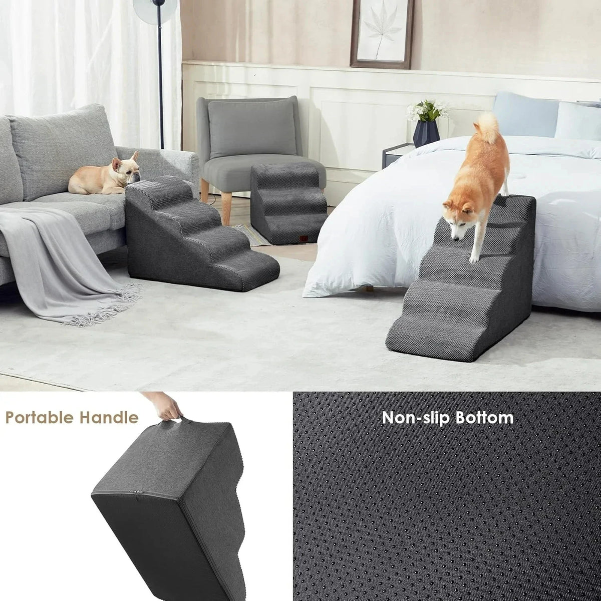 Puppy Stairs Soft Ladder Dogs Pets Sofa Bed Ramp Ramp for Dogs Protecting Pet Joint Safety Stairs Elderly Dog Steps Pet Supplies