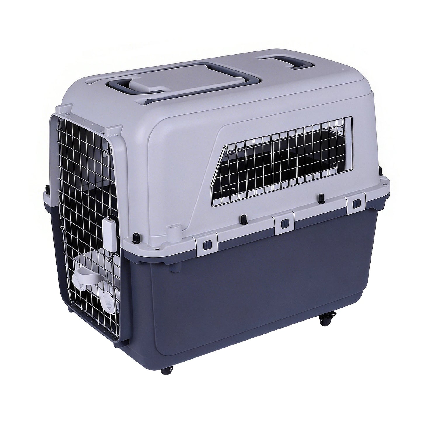 Cats & Rabbit Animal Carrier Travel Cage Box Length 33in/Width 21.6in/Height 25.2in with Handle & Metal Door for Puppies Kittens