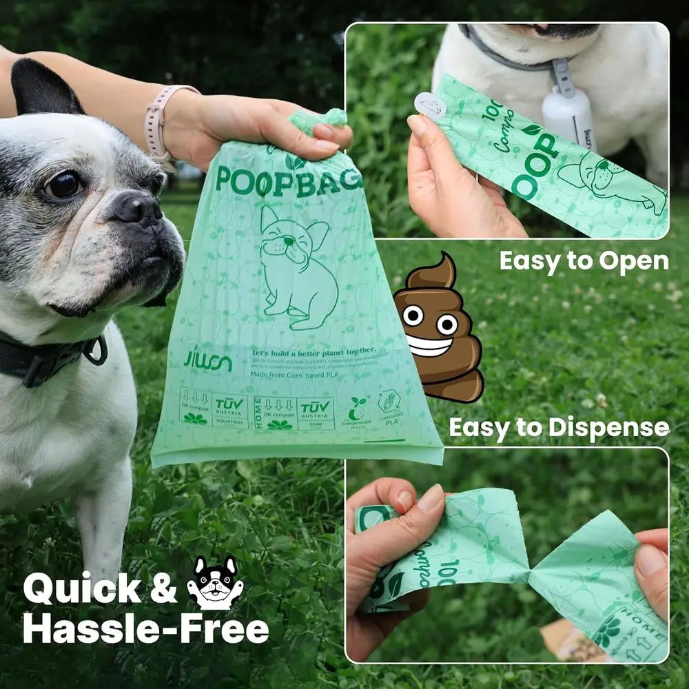 100% Biodegradable Dog Waste Bags, 120 Count (8 Rolls), 9x13 Inches, Seedling & Compost Friendly, Thick & Leakproof, Plant-Based