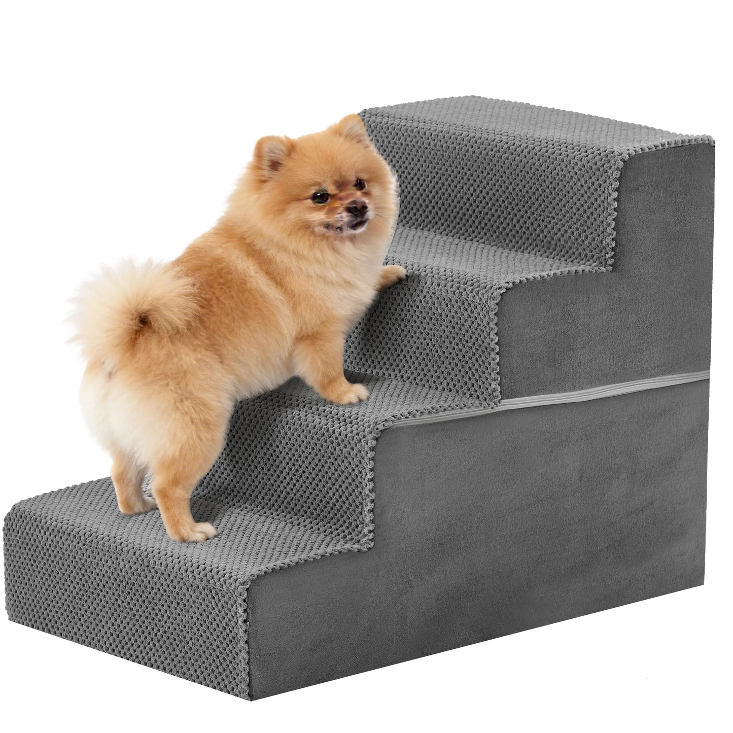 JHK 3-5 Step Right Angled Foam Dog Stairs Ramp for Small Dogs Climbing Ladder Indoor Non-Slip Pet Ladder Ramp Stairs For Home