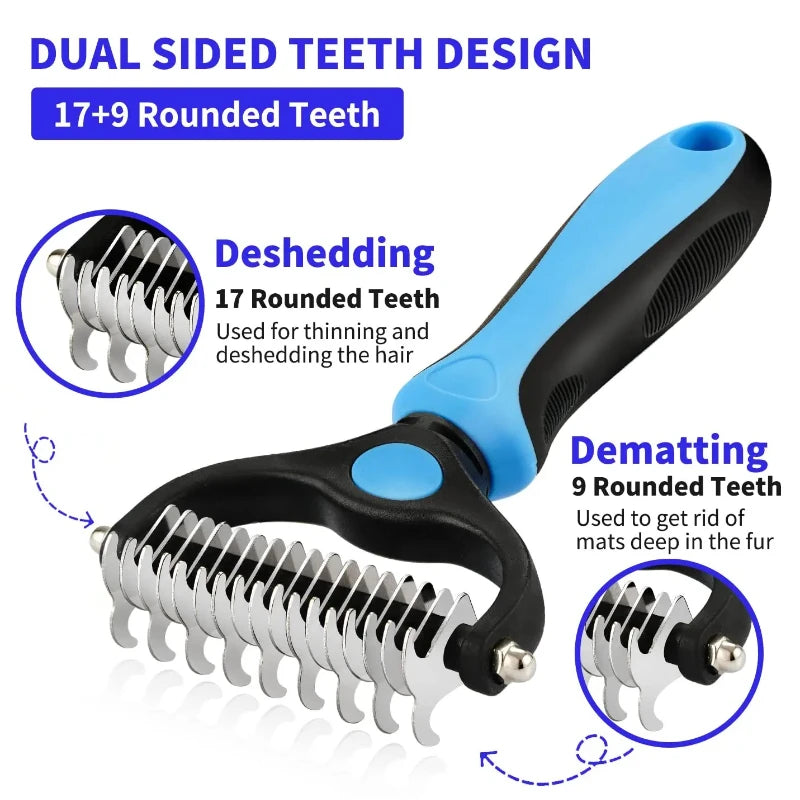 Self-Cleaning Pet Deshedding Brush, One-Click Hair Remover Comb for Cats & Dogs, Professional Grooming Tool for Loose Fur & Undercoat