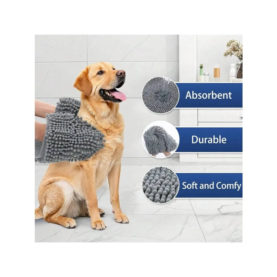 【New style】Chenille Dog Bath Towel 31x13, Ultra Absorbent Quick Dry Pet Towel, Extra Soft Washable Plush Towel For Large Dogs