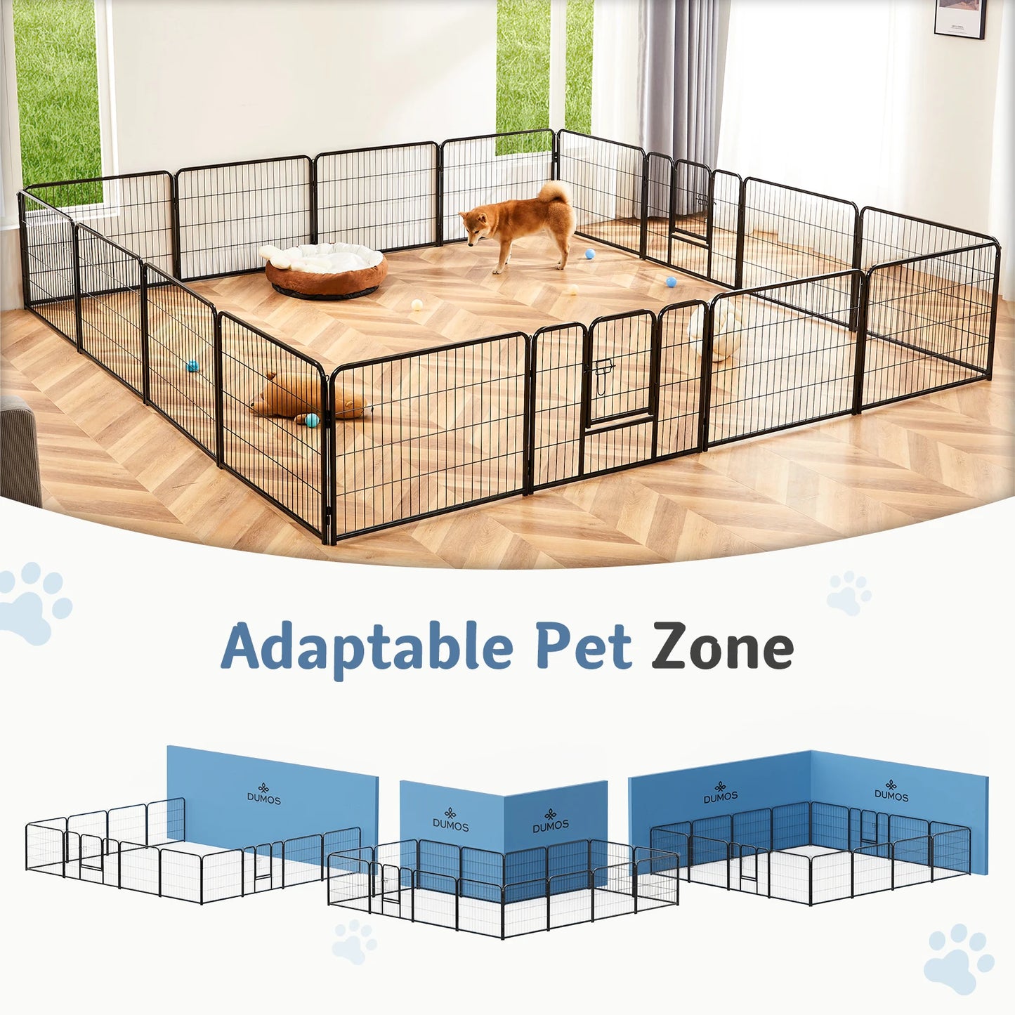 JHK 16 Panels Dog Playpen Pet Fence Metal 24 Inch to 32 Inch Foldable Large Dog Puppy Exercise for Yard Gate Camping Outdoor