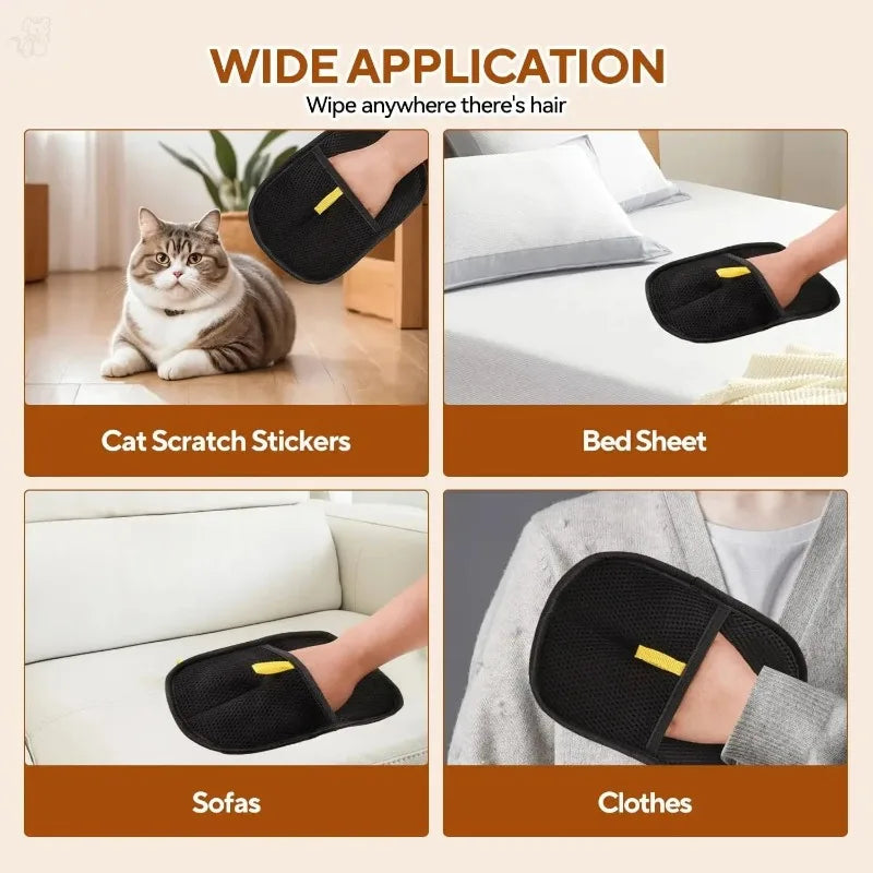 Portable Washable Pet Hair Removal Glove Fur Remover For Cat Dog Clothes Sofa Bed Shedding Cleaning Grooming Accessory