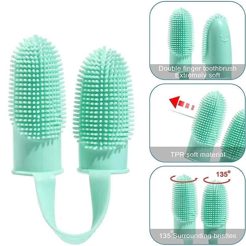 Finger Cover Pet Toothbrush Oral Cleaning Dog Toothbrush Flexible Durable Finger Toothbrush Pet Cleaning and Beauty Accessories