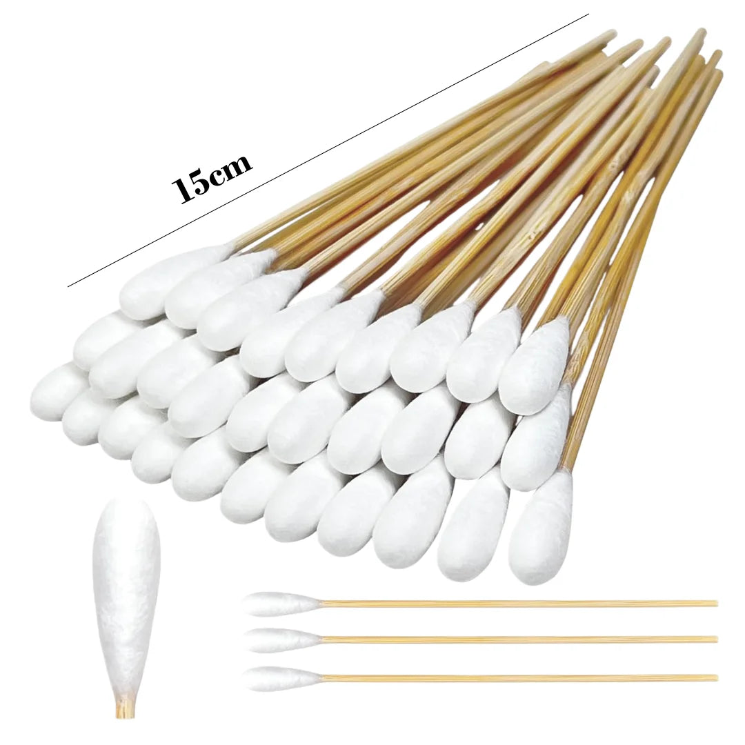 100/300/500pcs 6 Inch Long Cotton Swabs for Pet Cleaning, Bamboo Handle, Pet Ear Cleaning Solution Supplies for Dogs and Cats