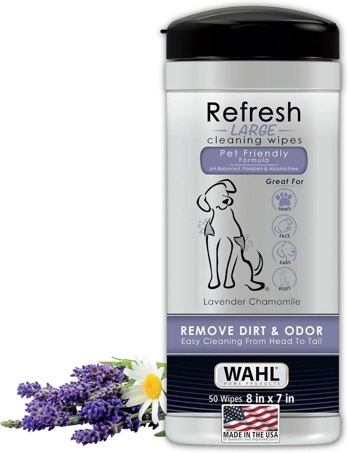 Lavender Pet Cleaning Wipes for Dogs - Gentle on Ears, Paws & Sensitive Areas, 50 Count
