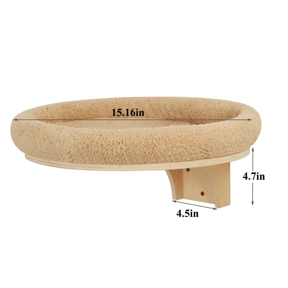 Cat Wall Mounted Solid Wooden Furniture Climbing Ladder and Cat Hammock with Scratching Post for Activity Indoor Cats