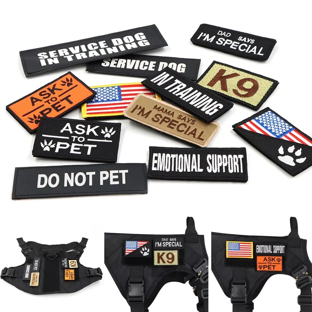 Tactical Dog Harness With Leash 12pcs Patches and Sunglasses For Medium Large Dogs Adjustable Vest  For Outdoor Walking Training