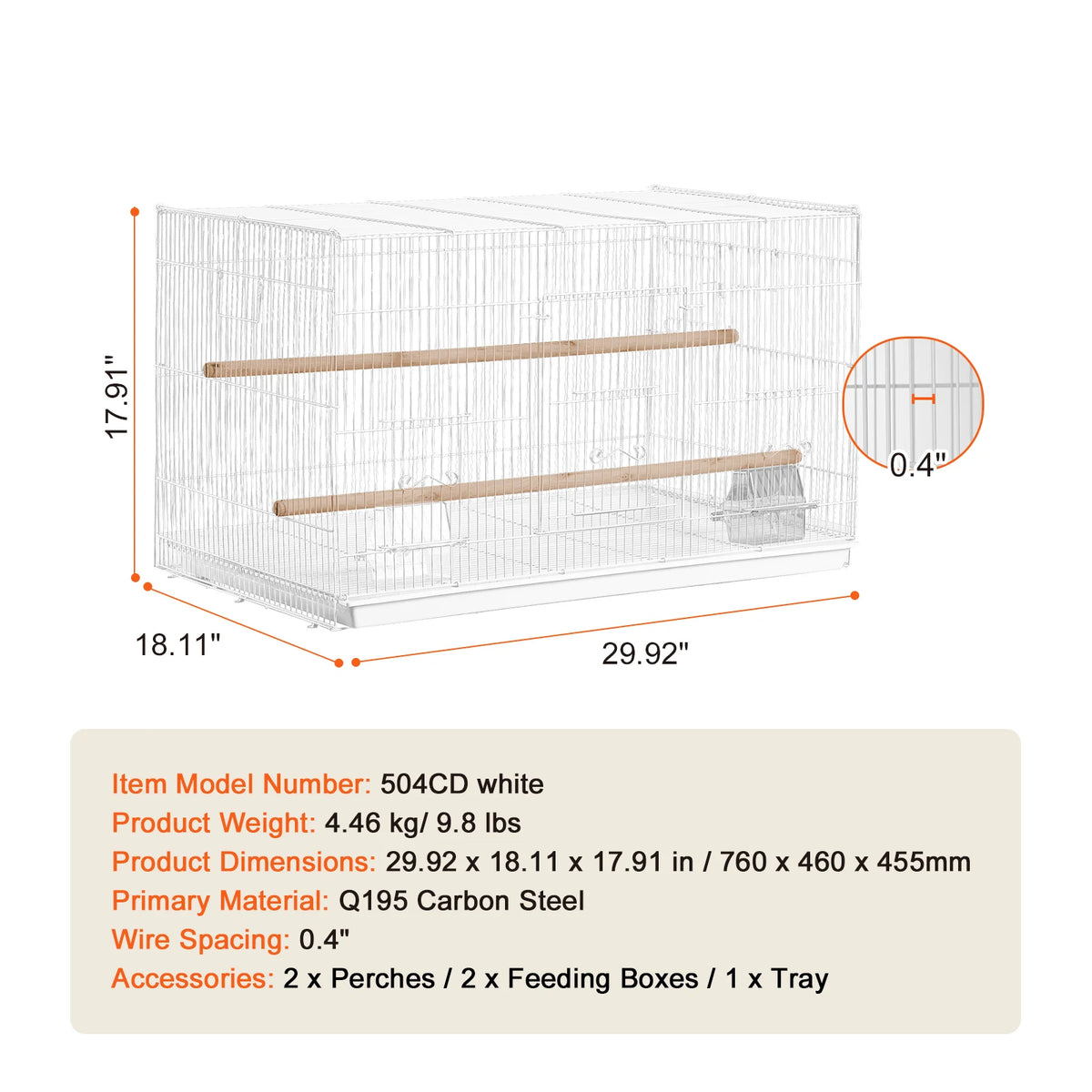30In Flight Bird Cage Stackable Divided Small Animal Cage for Kinds of Birds Pet Travel Birdcage with Handle and Perches