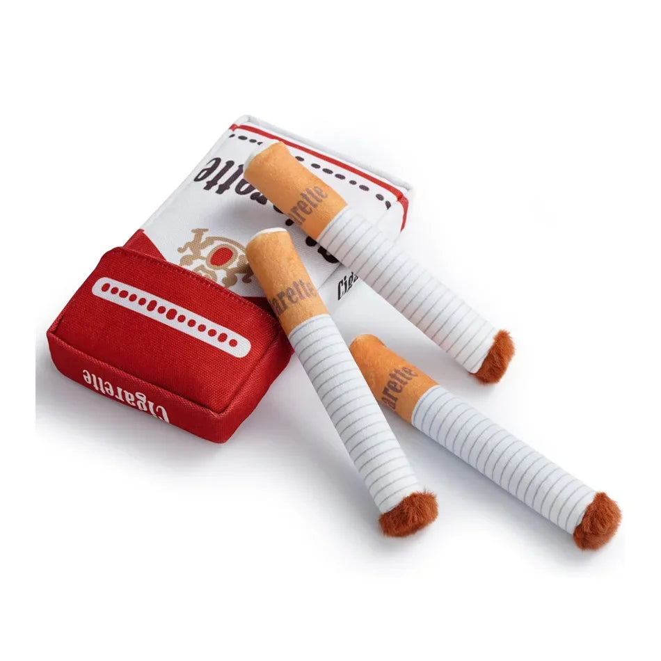1Pc Creative Cigarette Shaped Interactive Squeaky Plush Dog Toy Bite Resistant Funny Chew Pet Gift for Small Medium Dogs