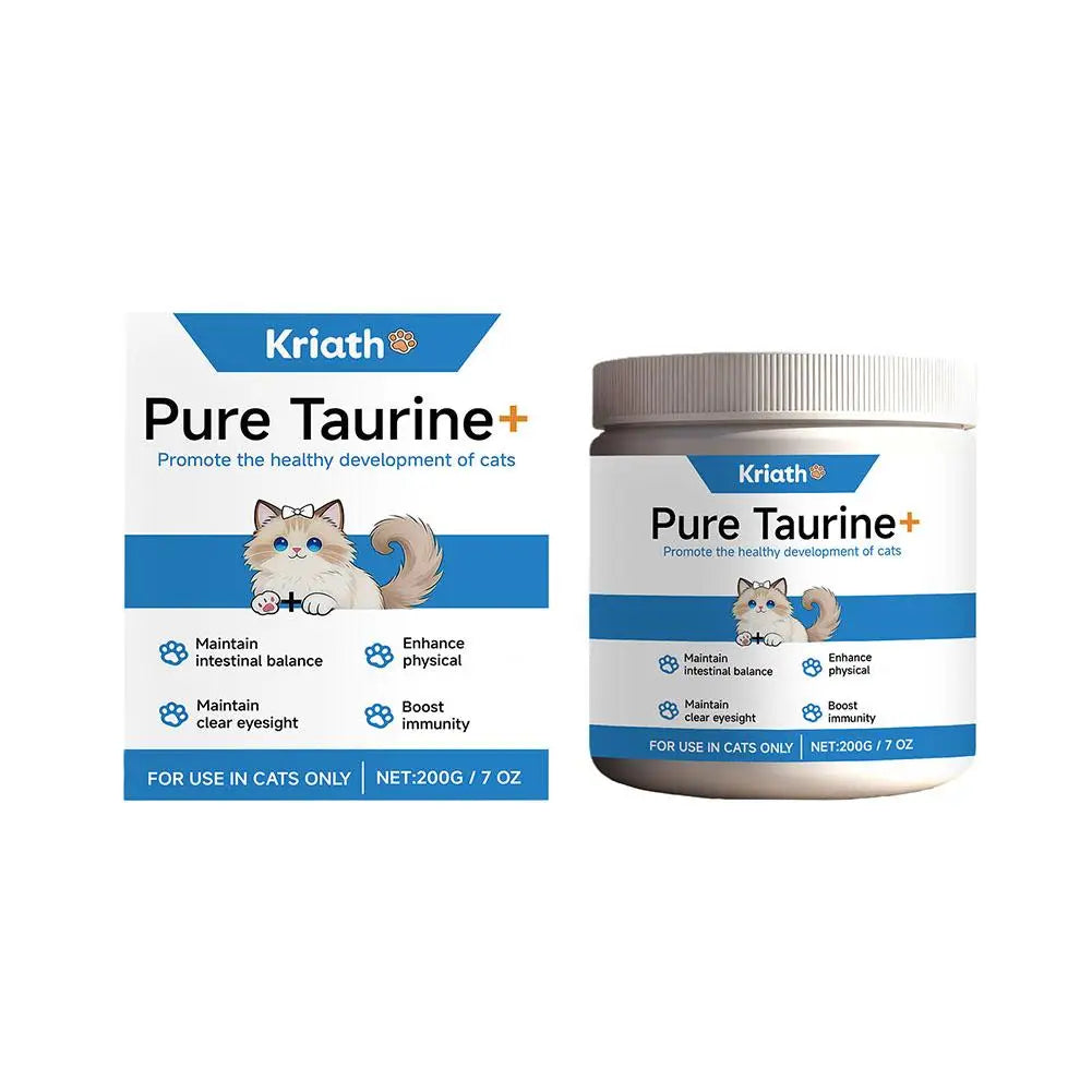 200g Cat Body Health Care Powder 99.9% Pure Taurine VE Zinc Supports Digestion & Enhancing Immunity for Pets with Sensitivity