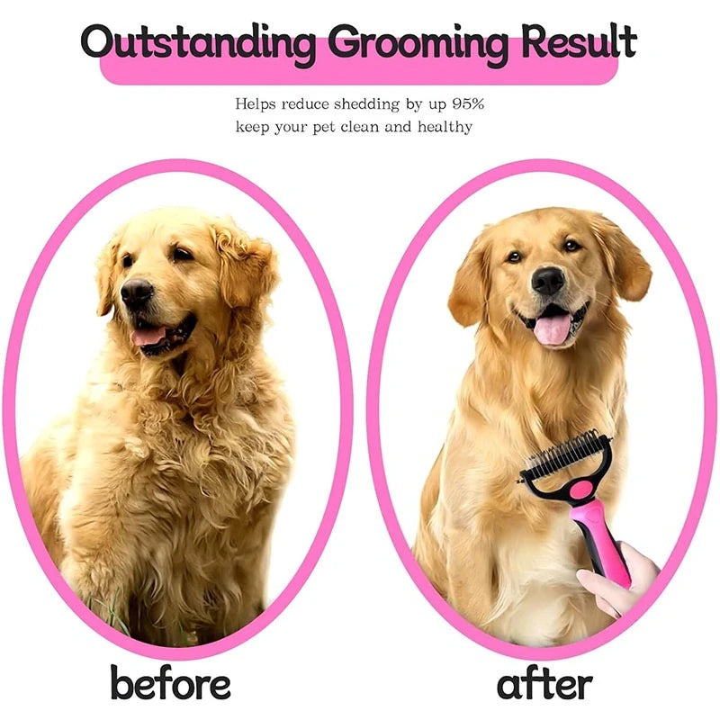 Self-Cleaning Pet Deshedding Brush, One-Click Hair Remover Comb for Cats & Dogs, Professional Grooming Tool for Loose Fur & Undercoat