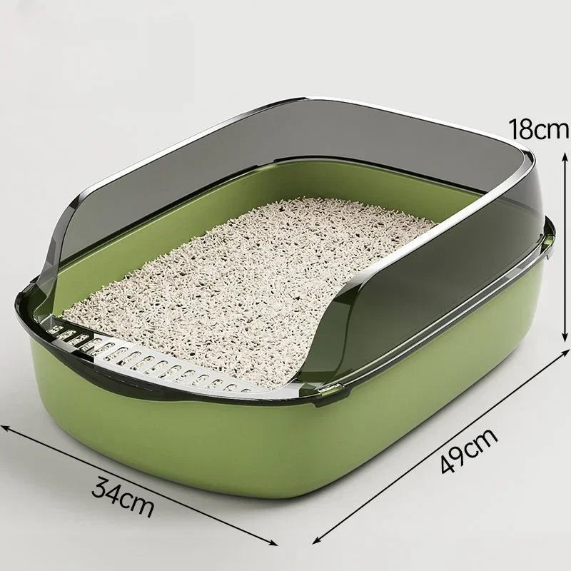 Large Capacity Cat Litter Box Pet Sandbox Splashproof Cat Tray Cat Toilet Cleaning Basin Supplies Pet Toilet Kitten Tray Bedpan