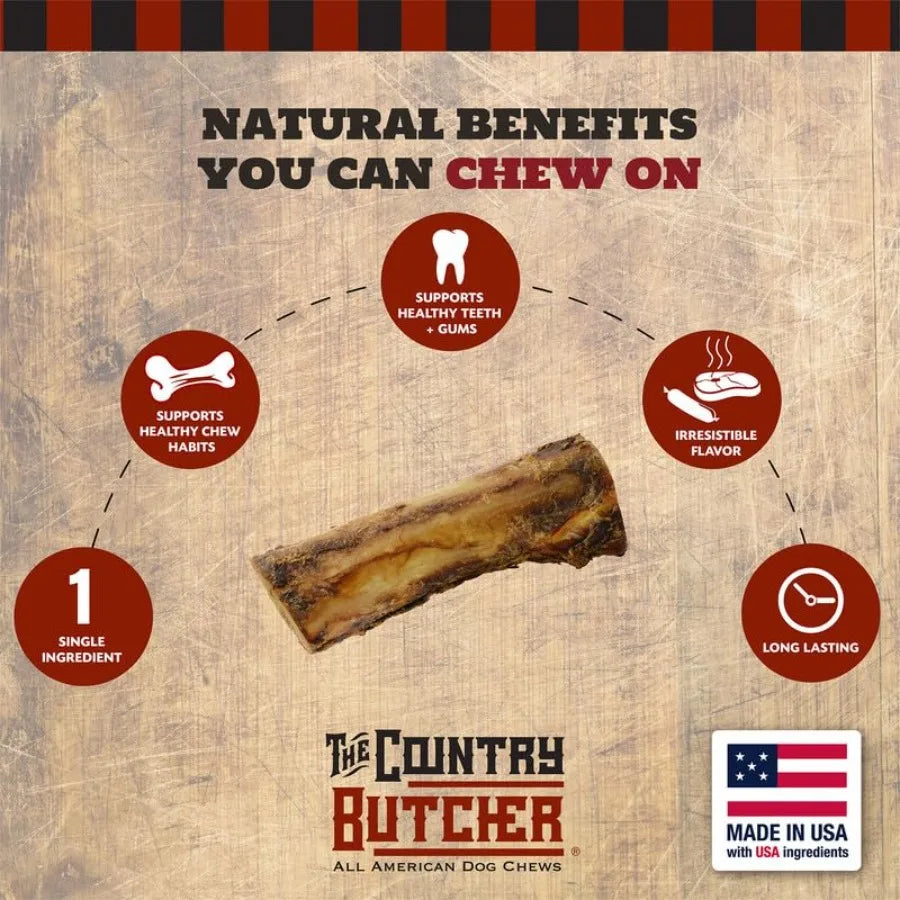 7" Beef Marrow Dog Bones for Aggressive Chewers Large Breed Dog Treat Natural Tough Chew Toy Made in The USA 6 Count