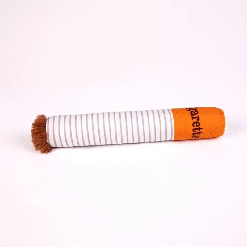 1Pc Creative Cigarette Shaped Interactive Squeaky Plush Dog Toy Bite Resistant Funny Chew Pet Gift for Small Medium Dogs