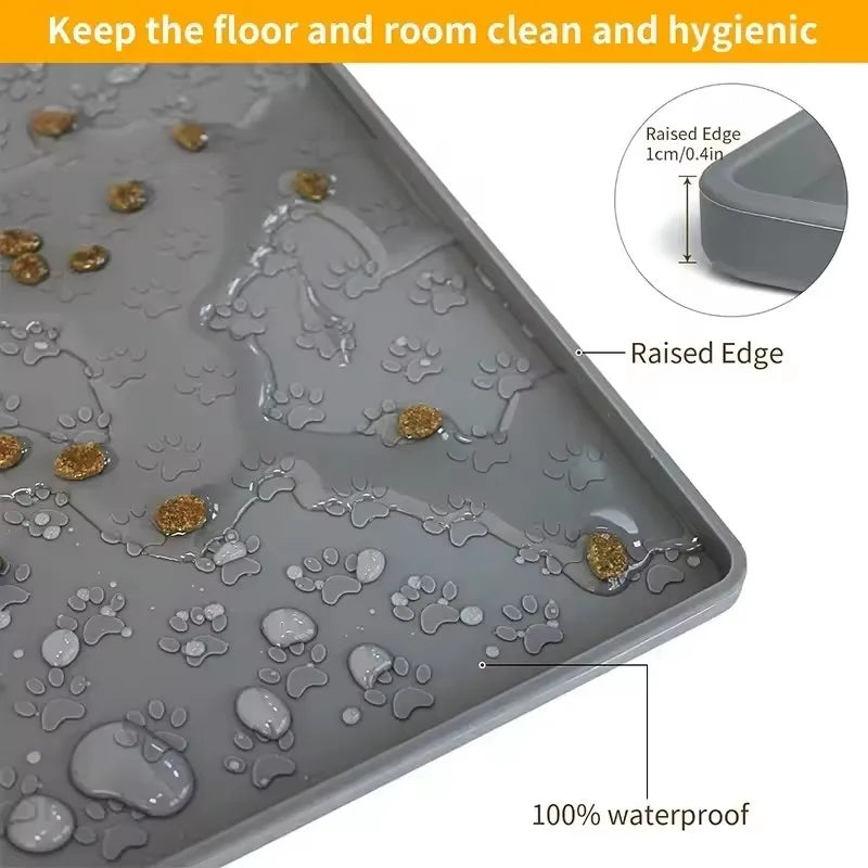 Pet Placemat Cat Dog Drinking Feeding Placemat Feeder Mats Cat Feed Mat Dog Food Bowl Mat Silicone Waterproof Pet Bowl Pad