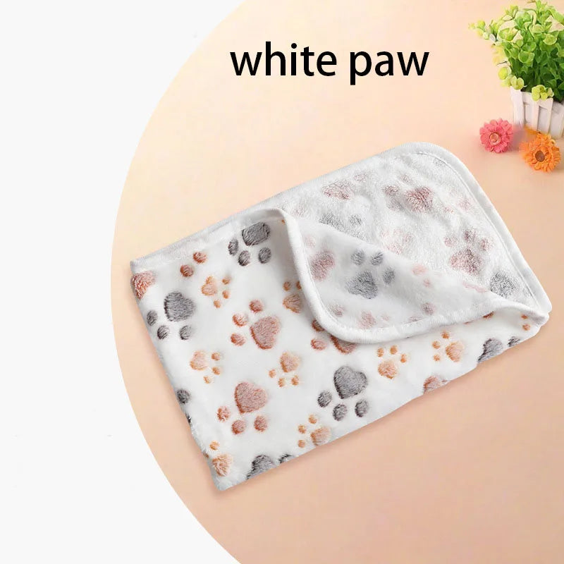 Velvet Pet Sleeping Warm Blanket with Paw/Dot/Bone Pattern, Dog Cat Washing Towel, Fleece Soft Pet Blanket Pet Bed Mat