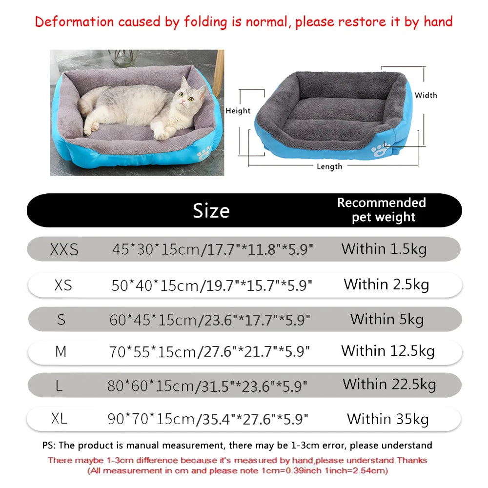 Soft Square Large Dog Sofa Elastic Dog House Cushion Winter Warm Medium Dog Bed Washable Cat Kennel House Accessories