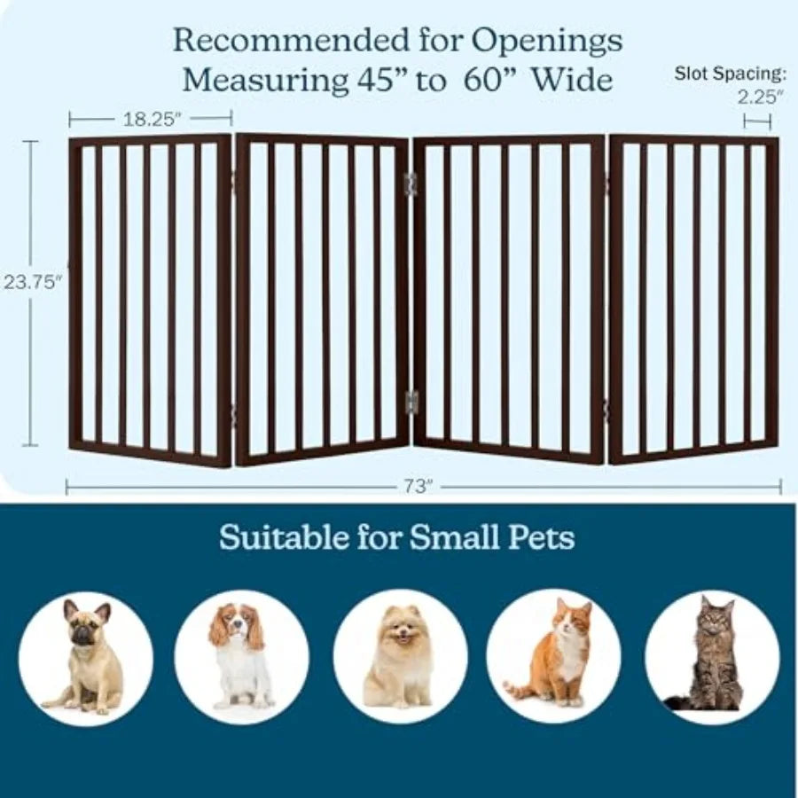 Pet Gate - Indoor Foldable Dog Fence for Stairs, Hallways, or Doorways - 73x24-Inch Freestanding Dog Gates by PETMAKER