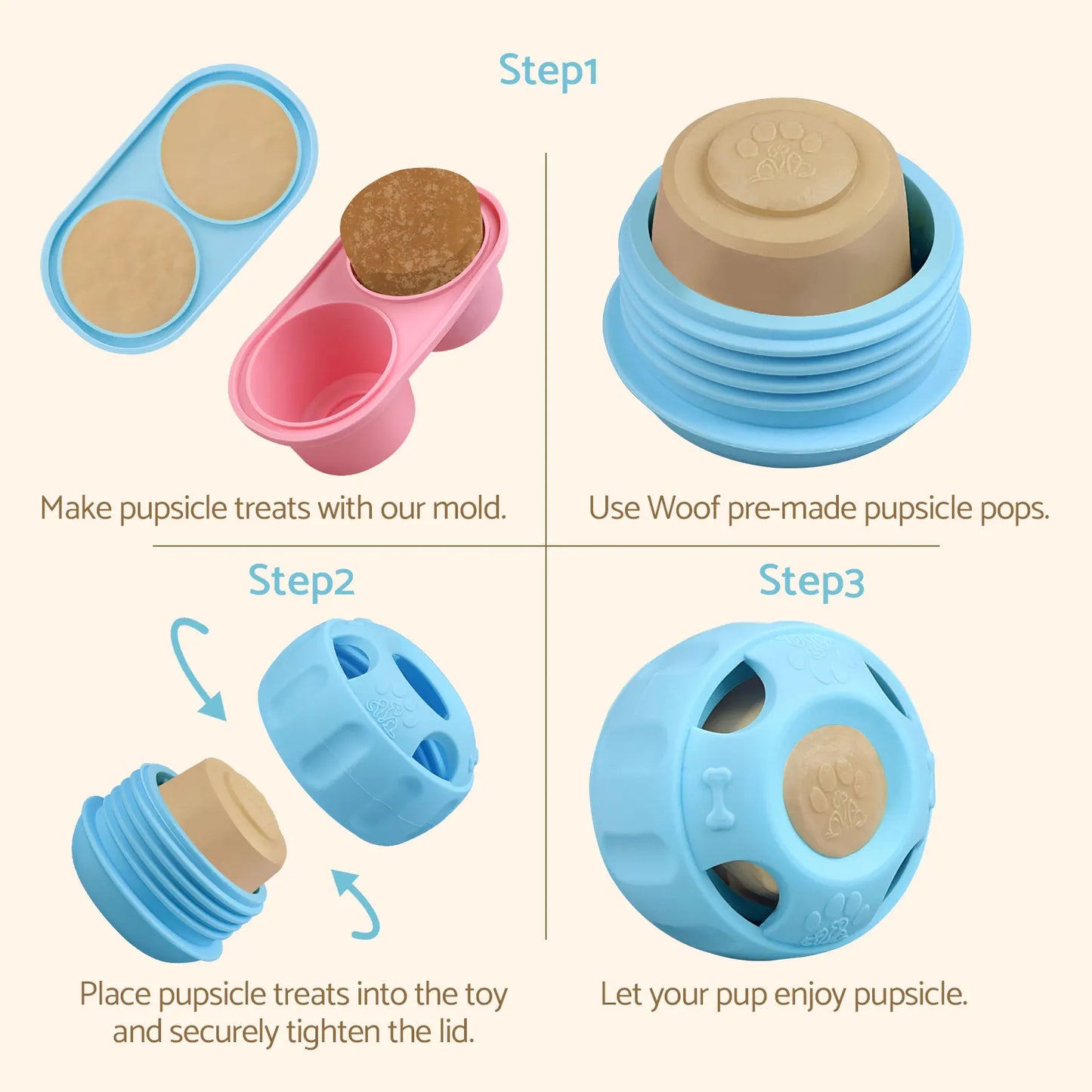 Party Popsicle and Treat Tray, Silicone Long-Lasting Interactive Dog Toys, Frozen Treat Dispensing, Keep Your Pup Busy, Compatible with Woof Pupsicle Chicken Refill Pops, for Dogs 24-70 lbs