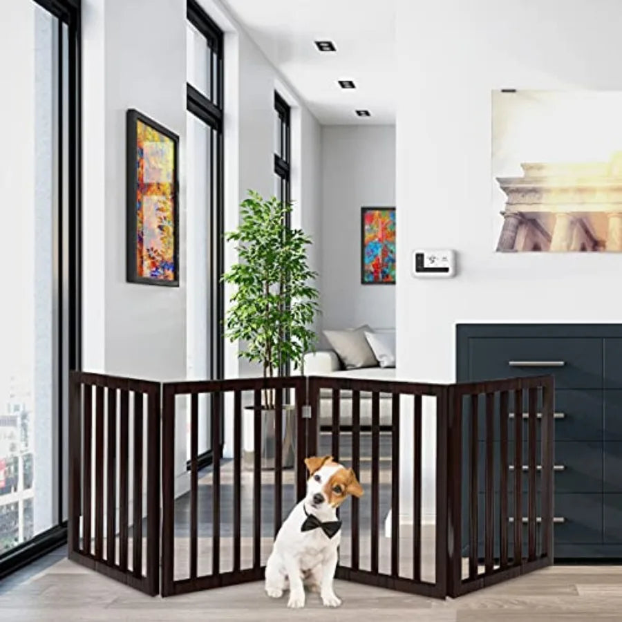 Pet Gate - Indoor Foldable Dog Fence for Stairs, Hallways, or Doorways - 73x24-Inch Freestanding Dog Gates by PETMAKER