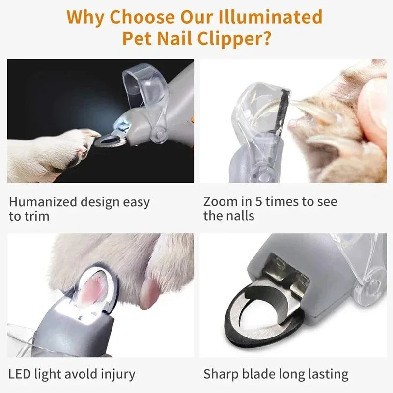 Pet Nail Clippers With LED Light Cat Dog Paw Trimmer Pet Grooming Claw Care Tool For Pet Nail Trimming