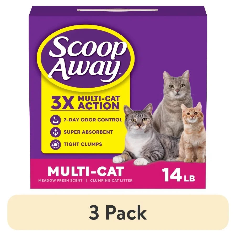 3 pack Multi Cat Litter With Meadow Fresh Scent, 14 lb. Box