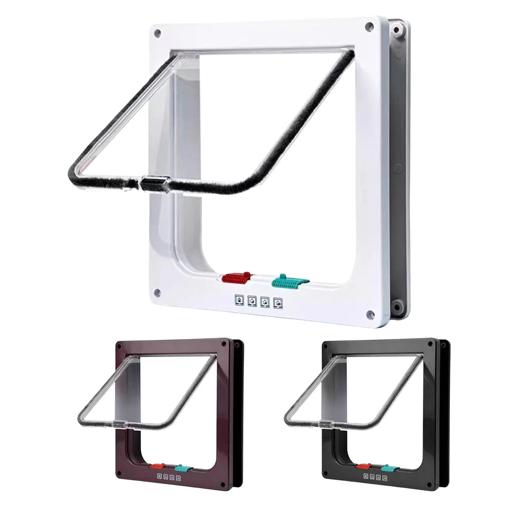 Cat Flap Door with 4 Way Security Lock Puppy Kitten Safety In&out Pet Door Dog Cat Kitten Flap Door Pet Doors and Sliding Door