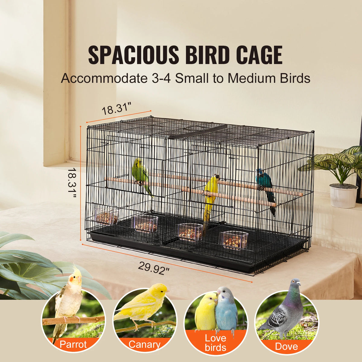 30In Flight Bird Cage Stackable Divided Small Animal Cage for Kinds of Birds Pet Travel Birdcage with Handle and Perches