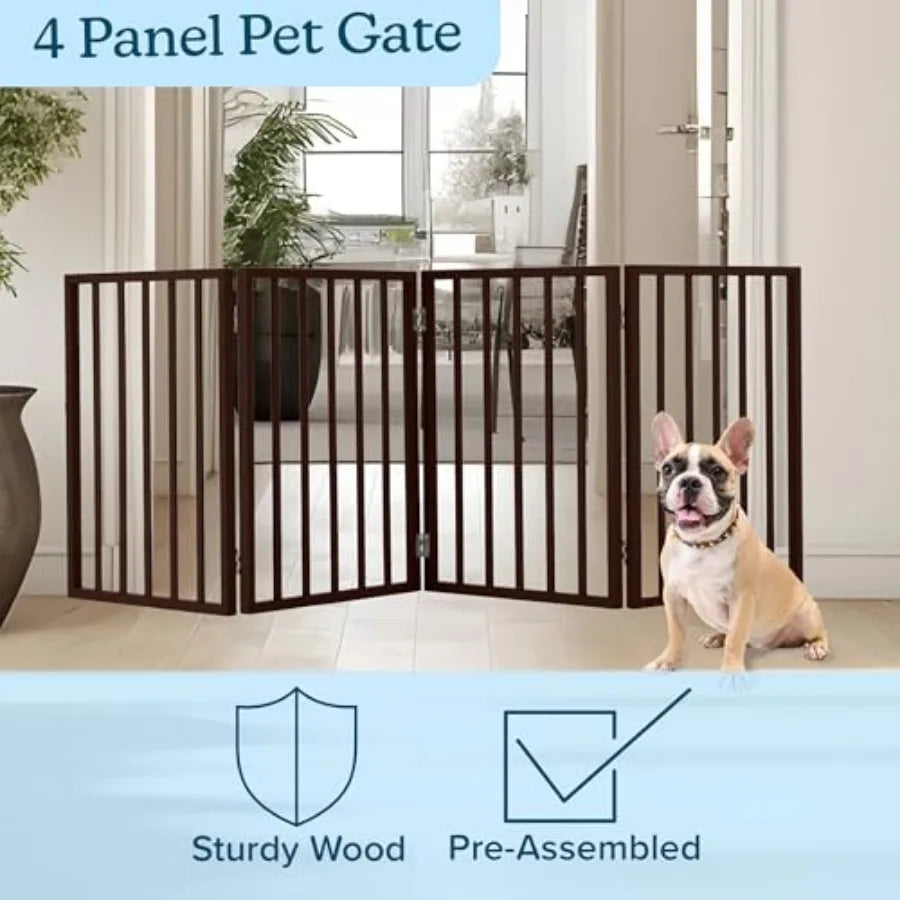 Pet Gate - Indoor Foldable Dog Fence for Stairs, Hallways, or Doorways - 73x24-Inch Freestanding Dog Gates by PETMAKER