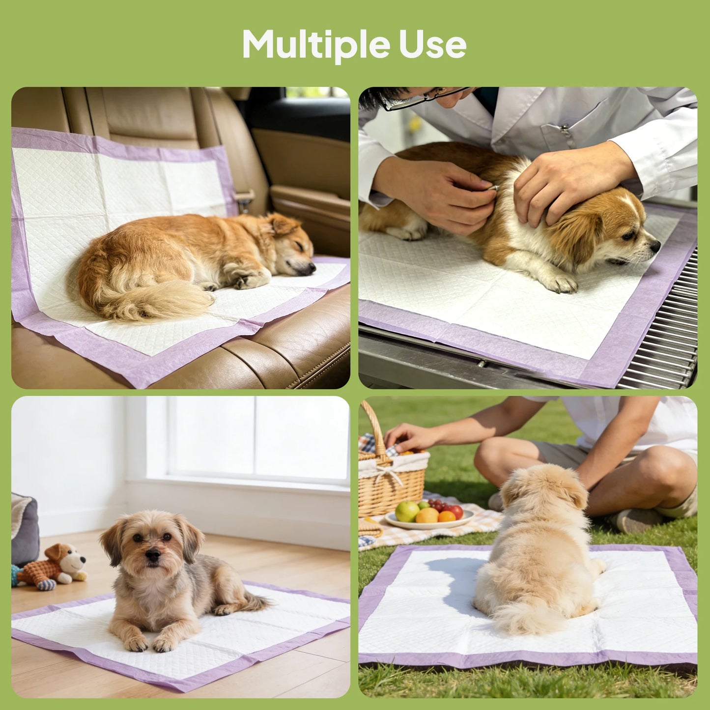 Lavender Scented Disposable Pet Underpads, Super Absorbent Odor Neutralizing Puppy Training Pads, Waterproof Leakproof Dog Pee Mats for Dogs & Cats Potty Training