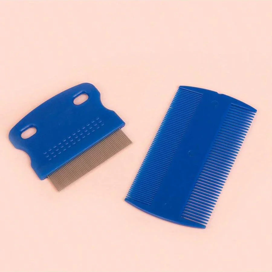 4 Pack Flea Lice Comb, Stainless Steel Dog Cat Grooming Combs with Rounded Teeth, Double Sided