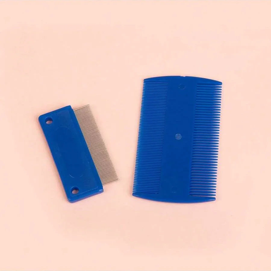 4 Pack Flea Lice Comb, Stainless Steel Dog Cat Grooming Combs with Rounded Teeth, Double Sided