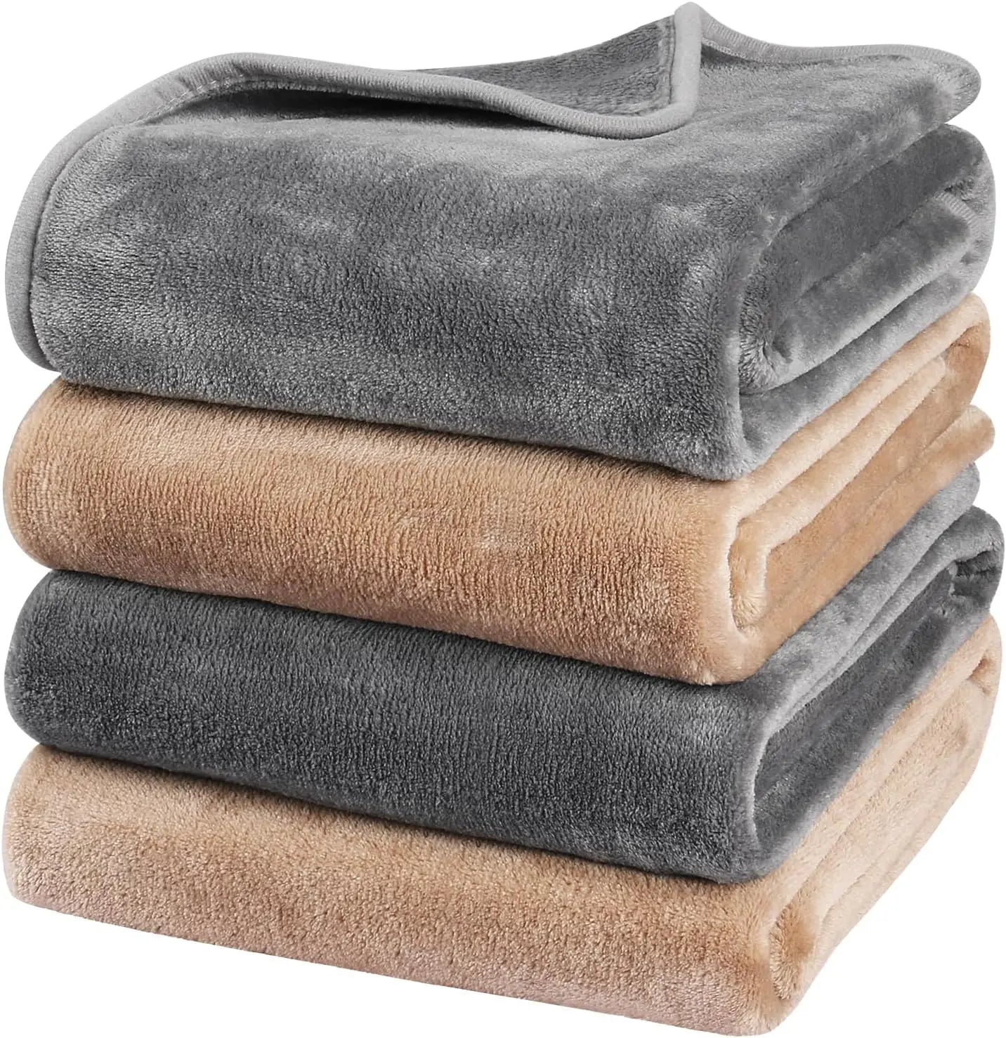Dog Blanket Washable for Puppy: 4 Packs Dog Blankets 40”x28” - Fluffy Soft Small Throw for Cat Puppy Kitten Dogs - Fleece Pet Blankets for Bed Sofa Car and Indoor - Grey and Khaki