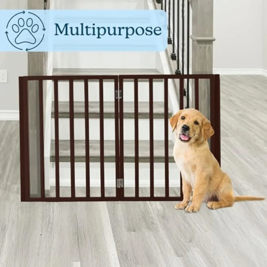Pet Gate - Indoor Foldable Dog Fence for Stairs, Hallways, or Doorways - 73x24-Inch Freestanding Dog Gates by PETMAKER