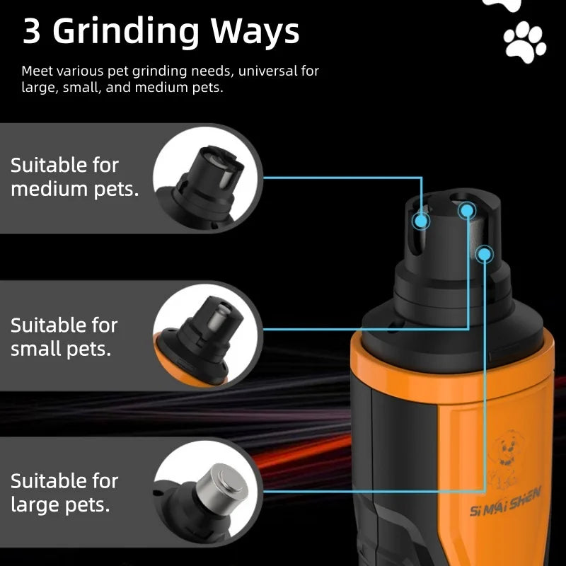Pet Electric Nail Grinder Rechargeable Dog Paw Grooming Nail Clipper LED Light 5 Speeds Adjustable Cat Claw Nail Grinder